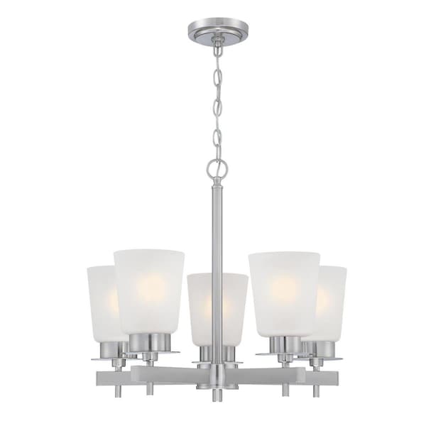 Westinghouse Chandelier 60W 5-Light Reynaldo, Brushed Nickel Frosted Glass 6128800 - main